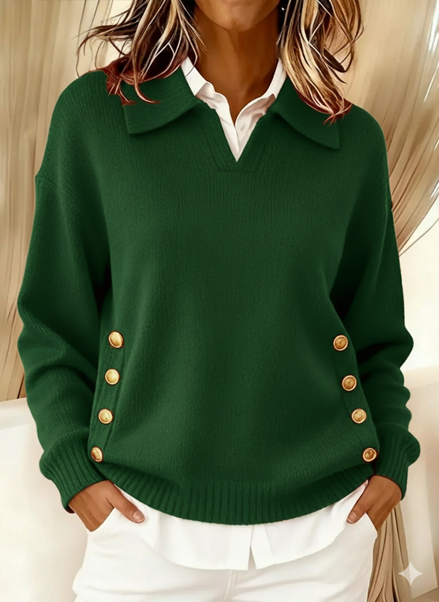 Vynette | V Neck Jumper with Collar
