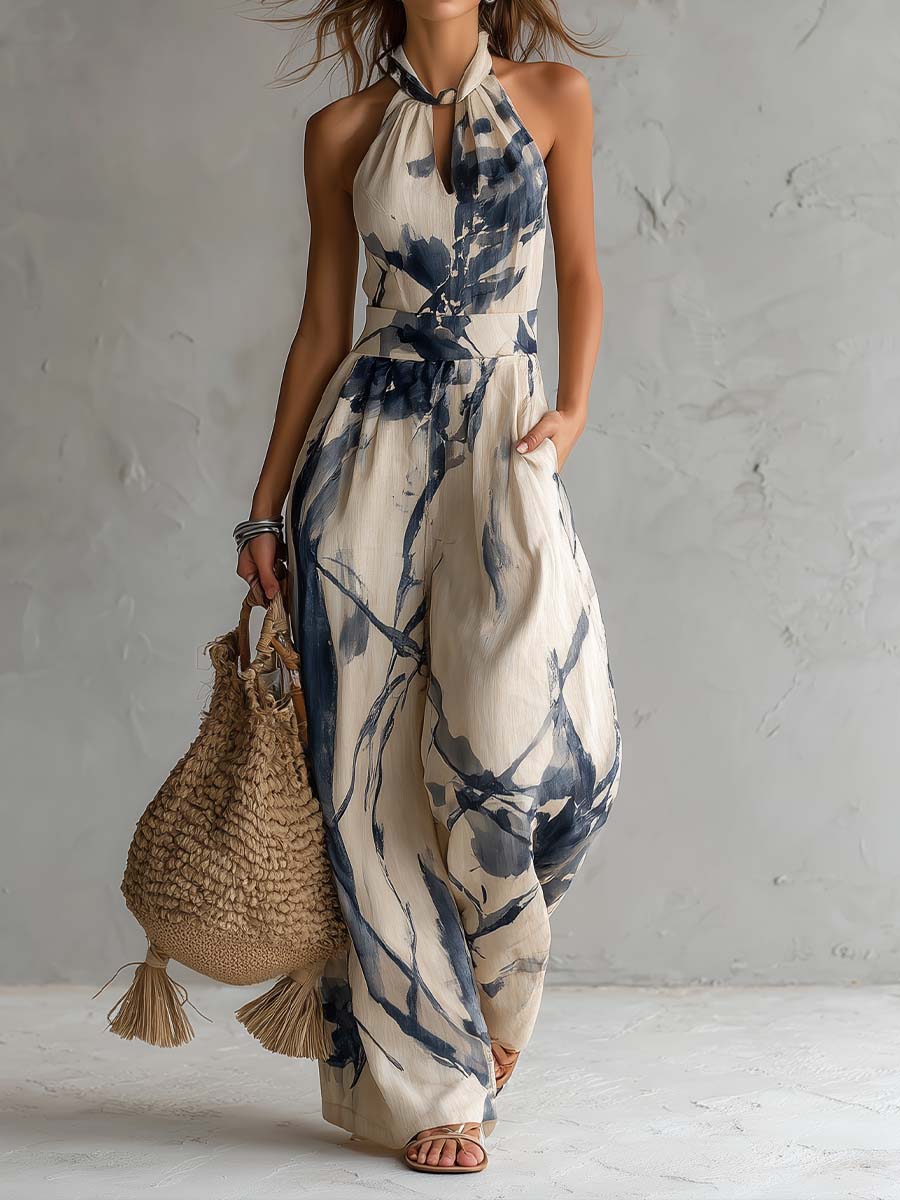Solange | Halter Ink Wash Wide Leg Set