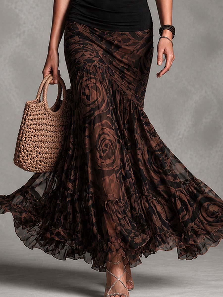 Anabel | Cami and Printed Mesh Skirt Set