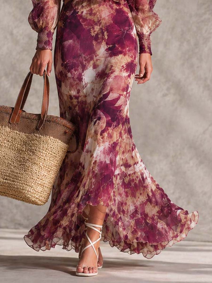 Dahlia | Floral Off Shoulder Chiffon Maxi Dress