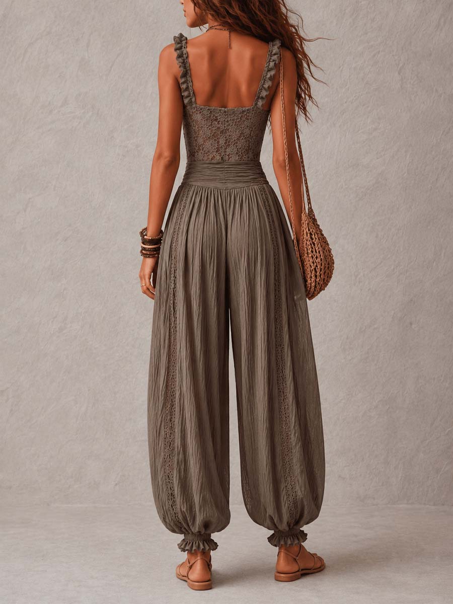 Wanda | Grey Lace Bandeau and Harem Set
