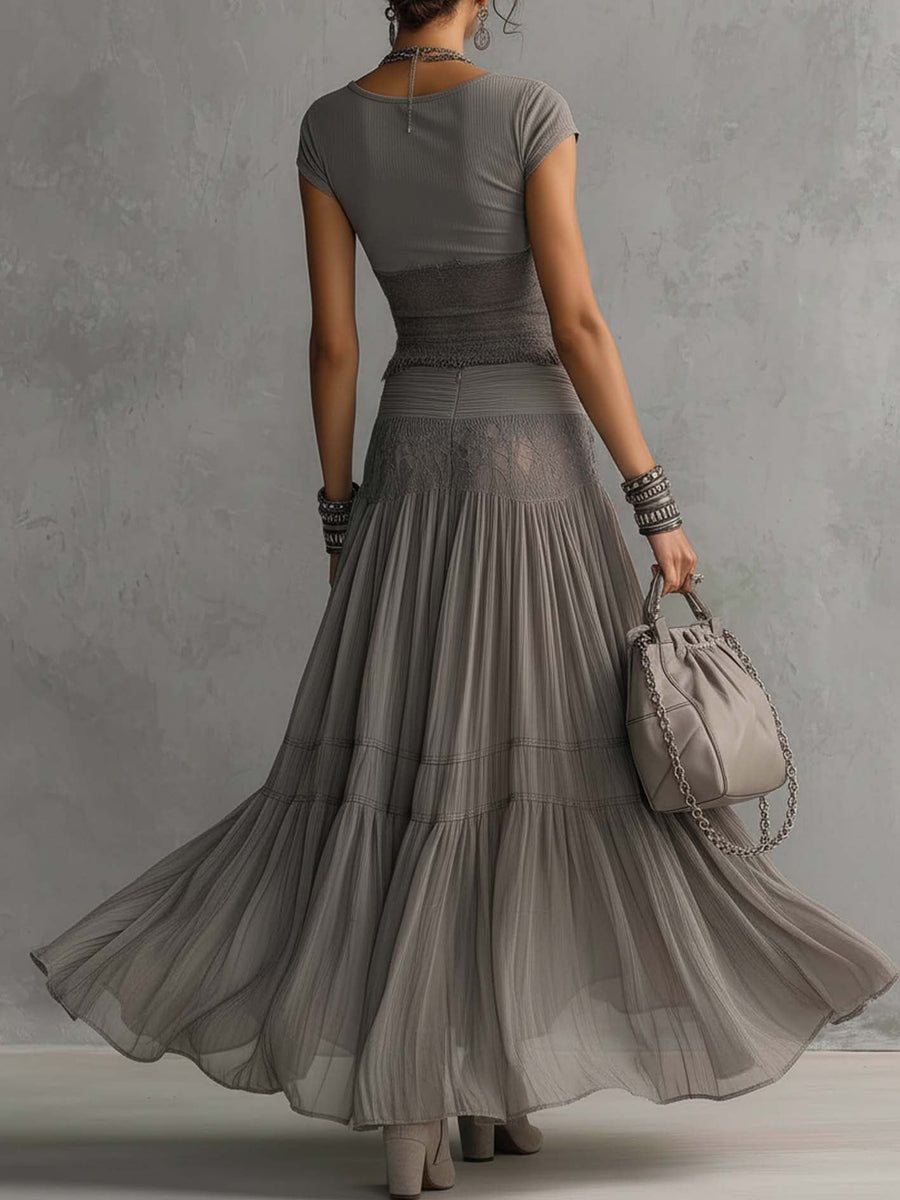Cara | Sheer Lace Top and Maxi Skirt Set