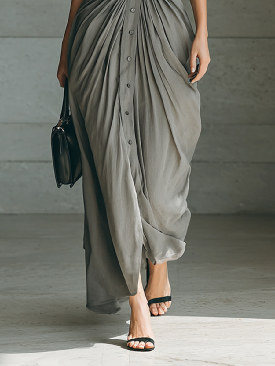 Celestine | Belted Pleated Maxi Dress