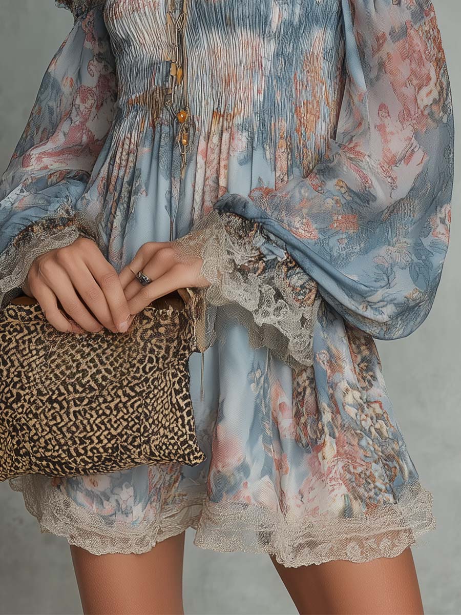 Romane | Floral Chiffon Off Shoulder Mini Dress