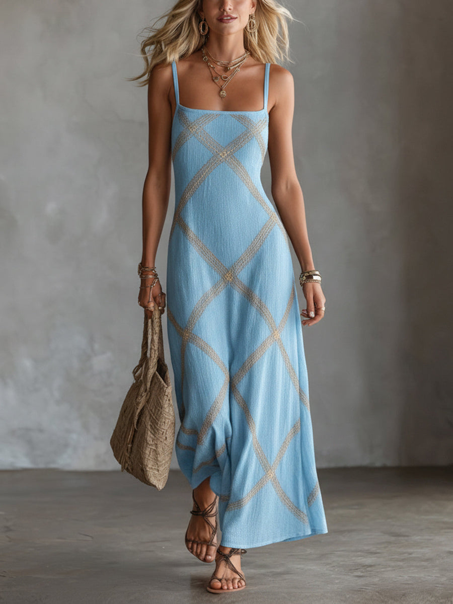 Victoria | Geometric Print Maxi Dress