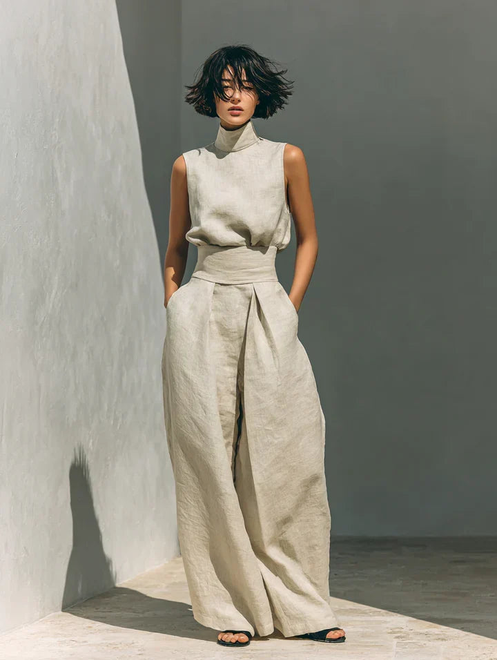 Flor | Sleeveless Cotton Linen Two Piece Set