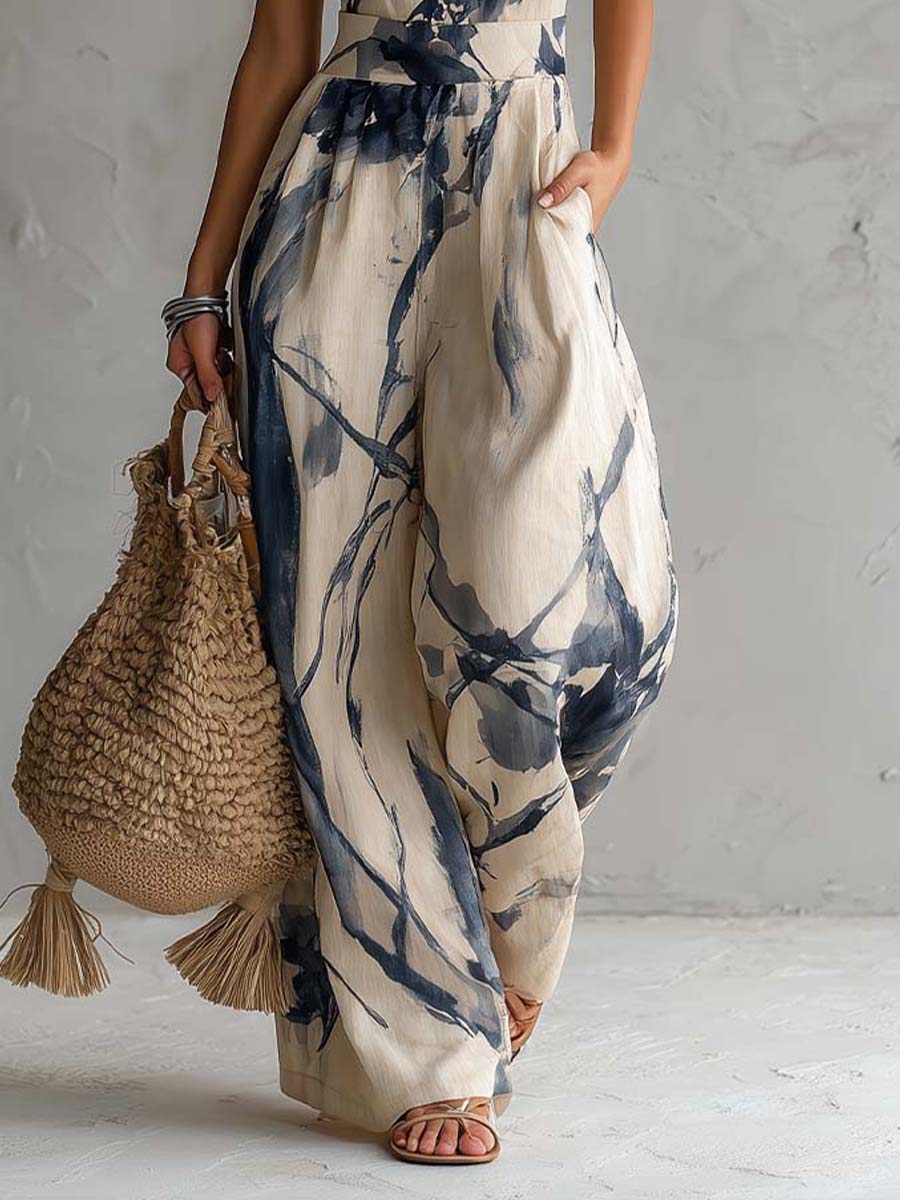Solange | Halter Ink Wash Wide Leg Set