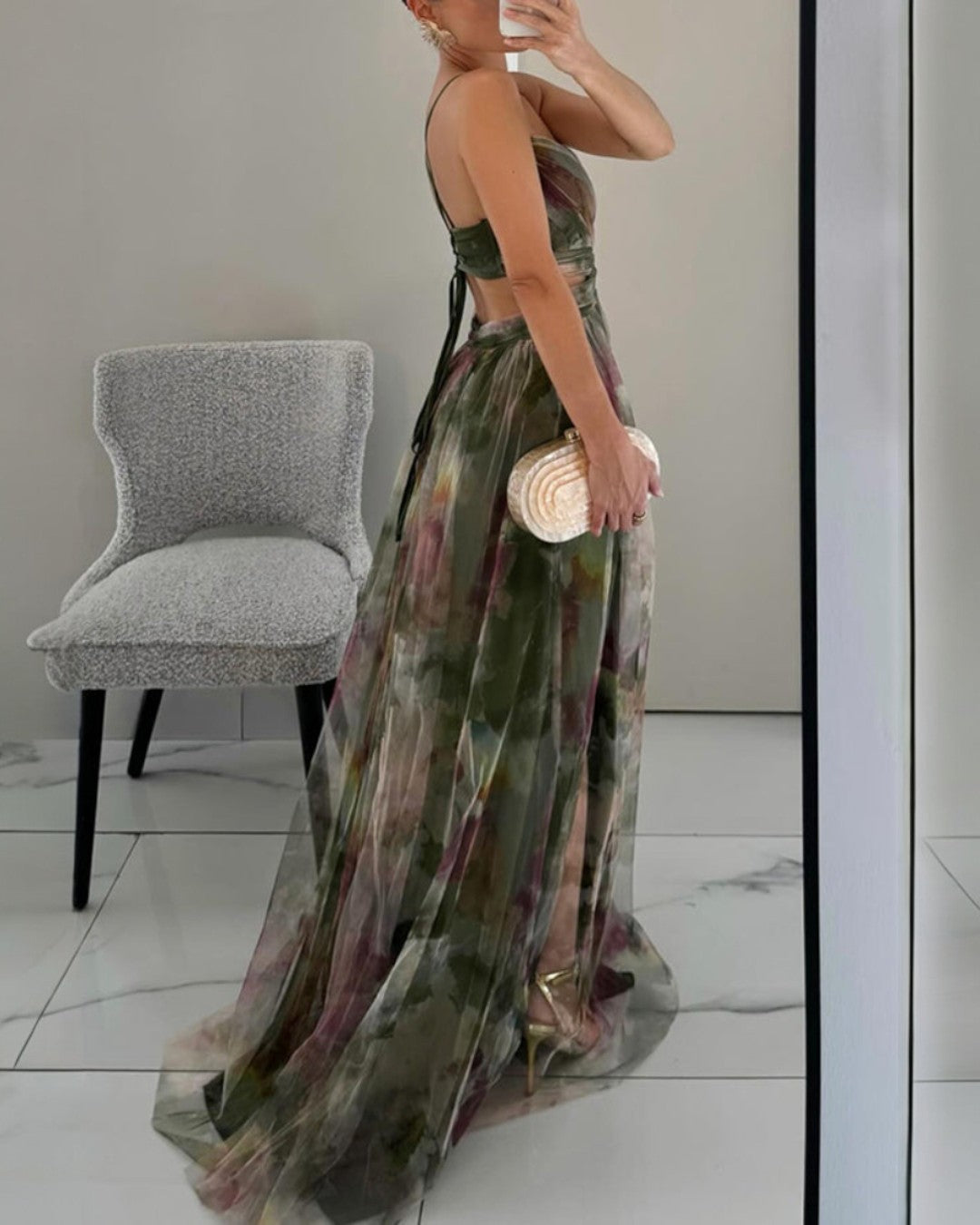 Bryony | Watercolour Chiffon Maxi Dress