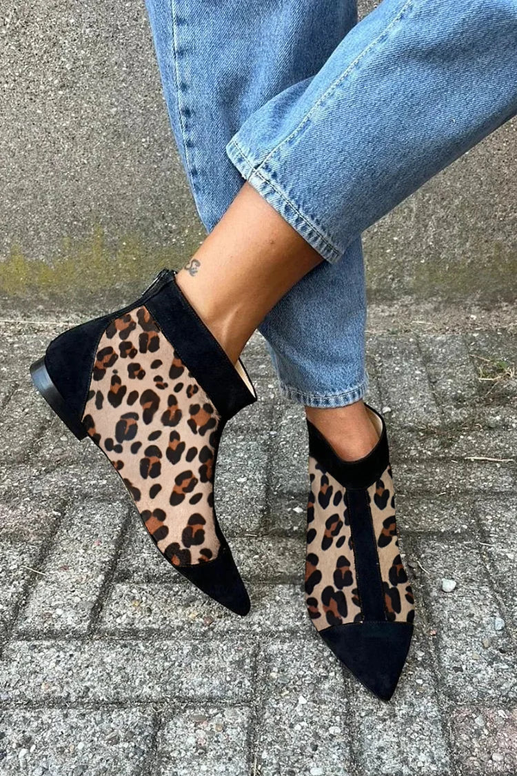 MORWENNA | LEOPARD POINTED ANKLE BOOTS