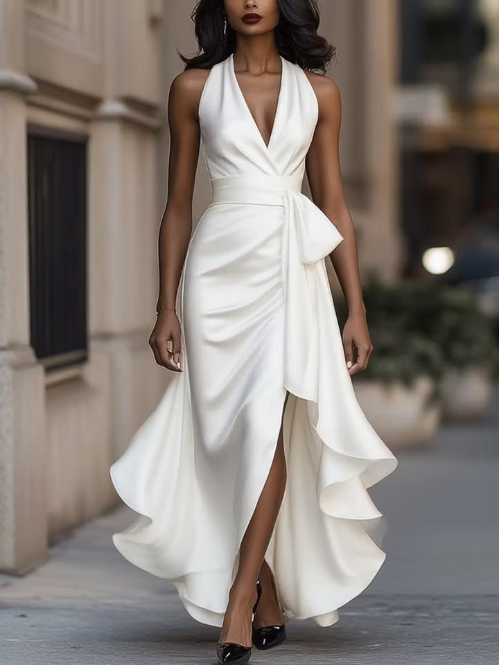Vanessa | Halter Ruffle Evening Gown