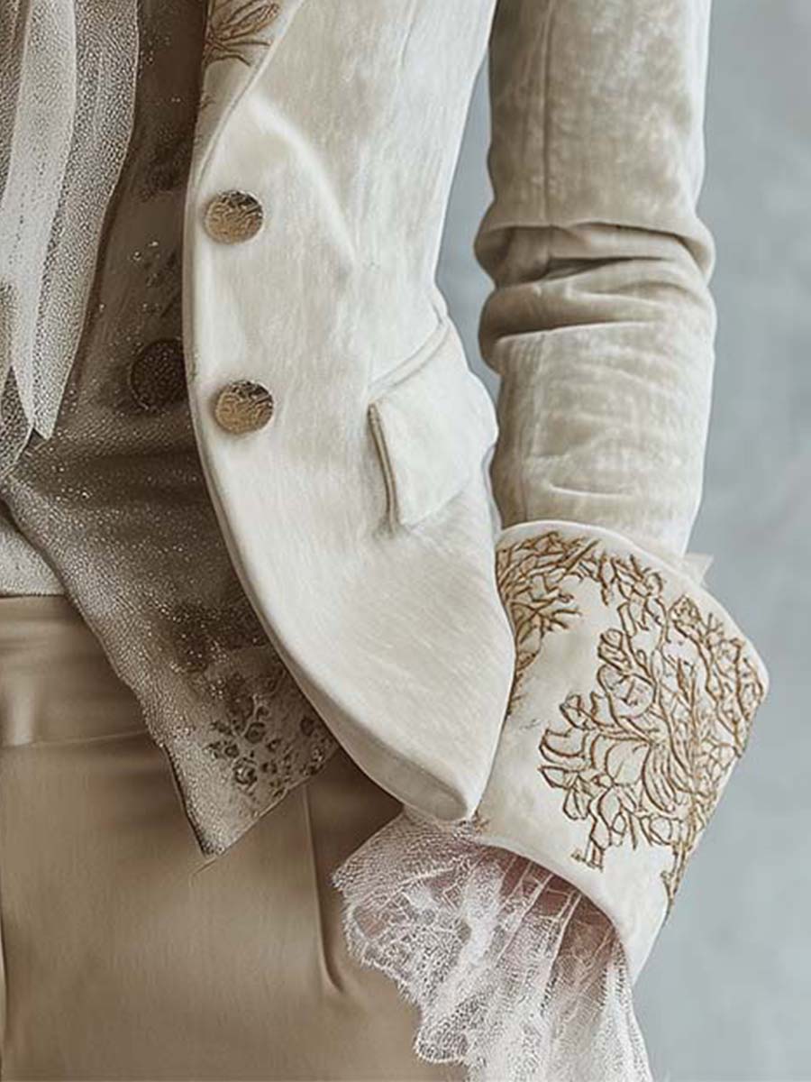 Genevieve | Ivory Embroidered Blazer