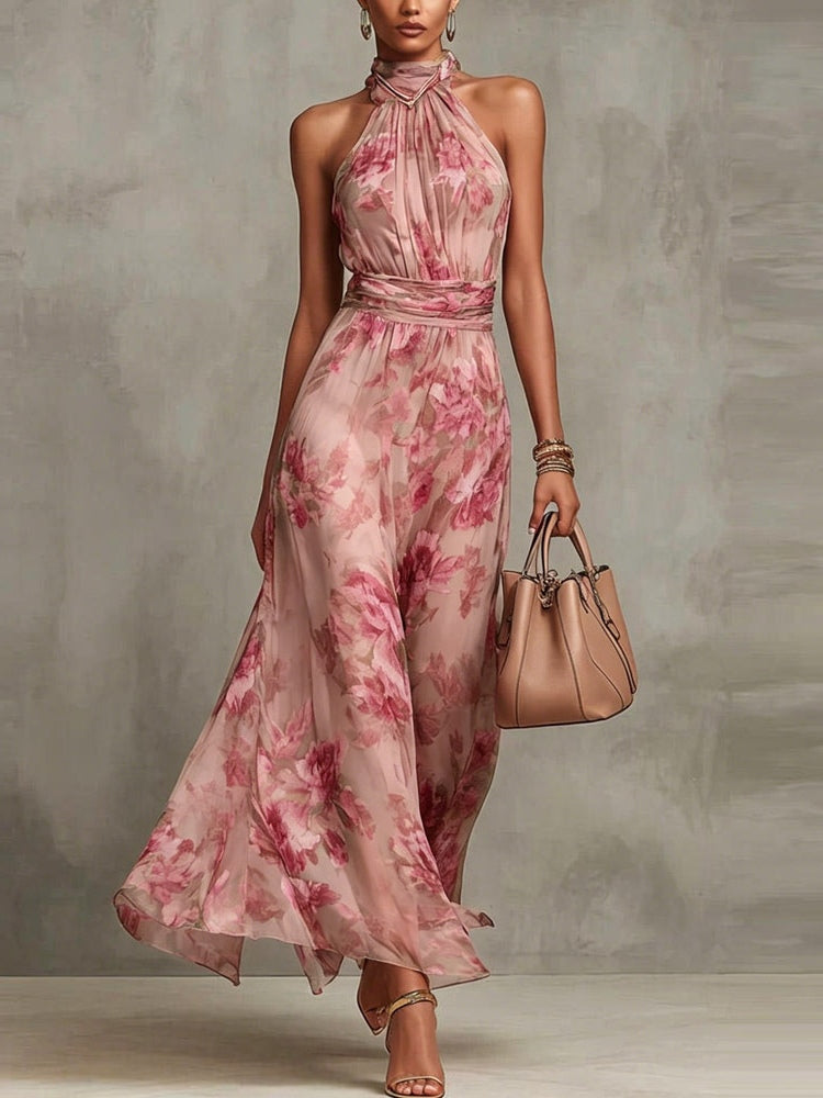 Cassia | Floral Halter Maxi Dress