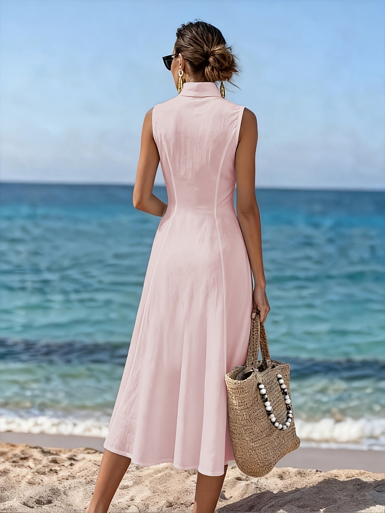 Valentina | Button Front Sleeveless Midi Dress