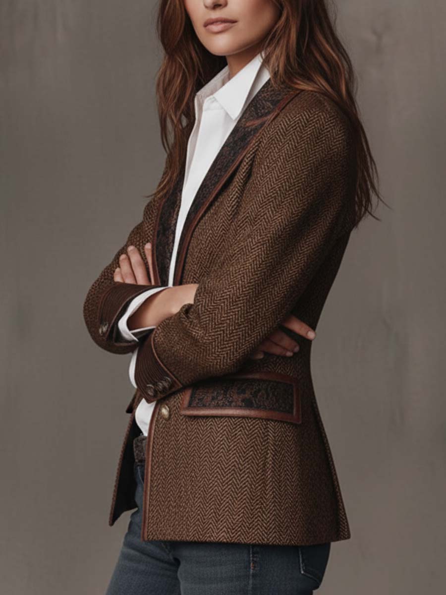 Arabella | Herringbone Panel Blazer