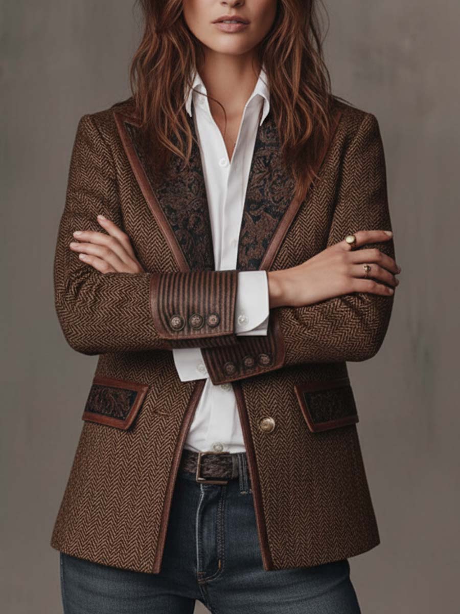 Arabella | Herringbone Panel Blazer