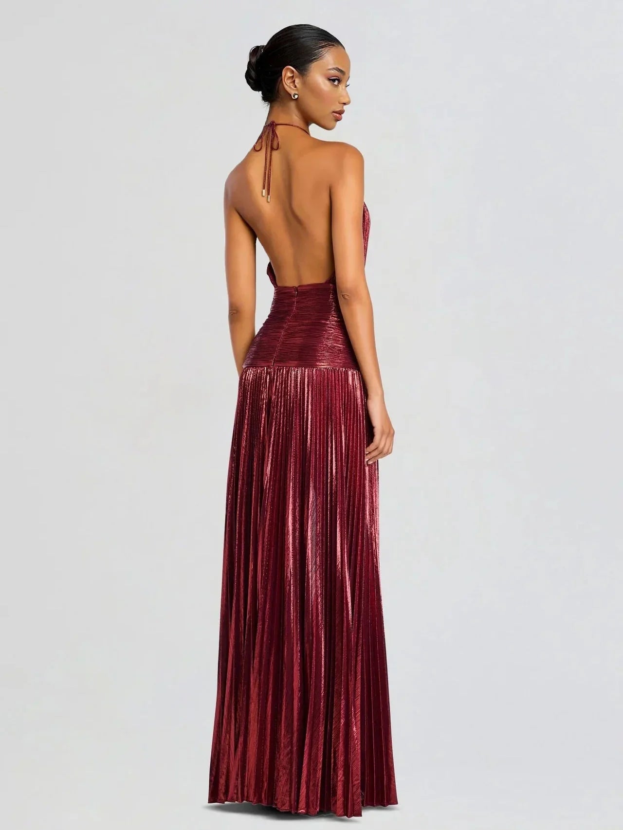 Octavia | Pleated Halter Neck Maxi Dress