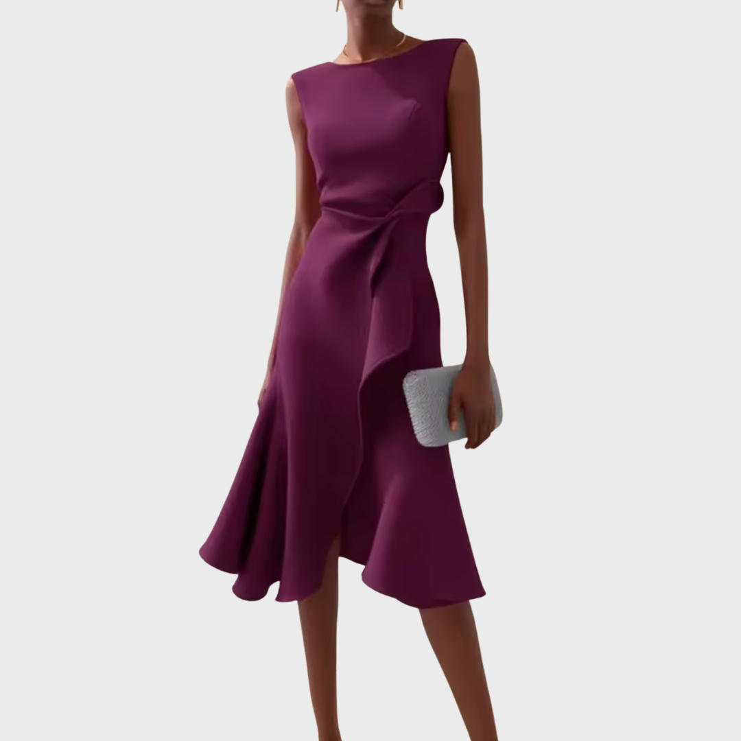 Rosalind | Draped Asymmetric Midi Dress