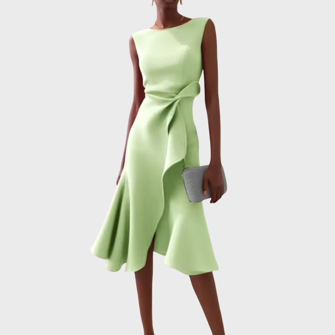 Rosalind | Draped Asymmetric Midi Dress
