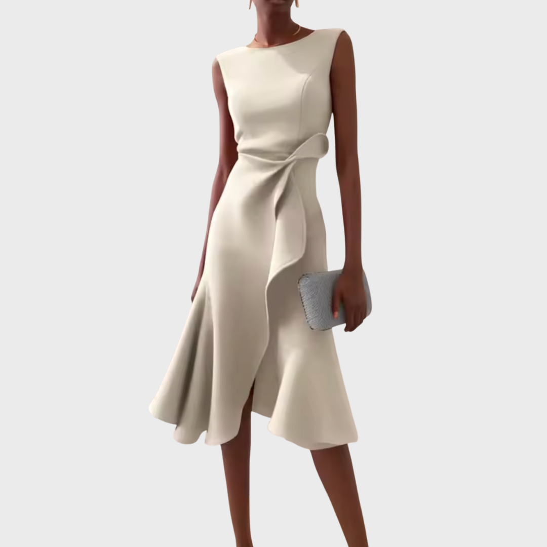 Rosalind | Draped Asymmetric Midi Dress