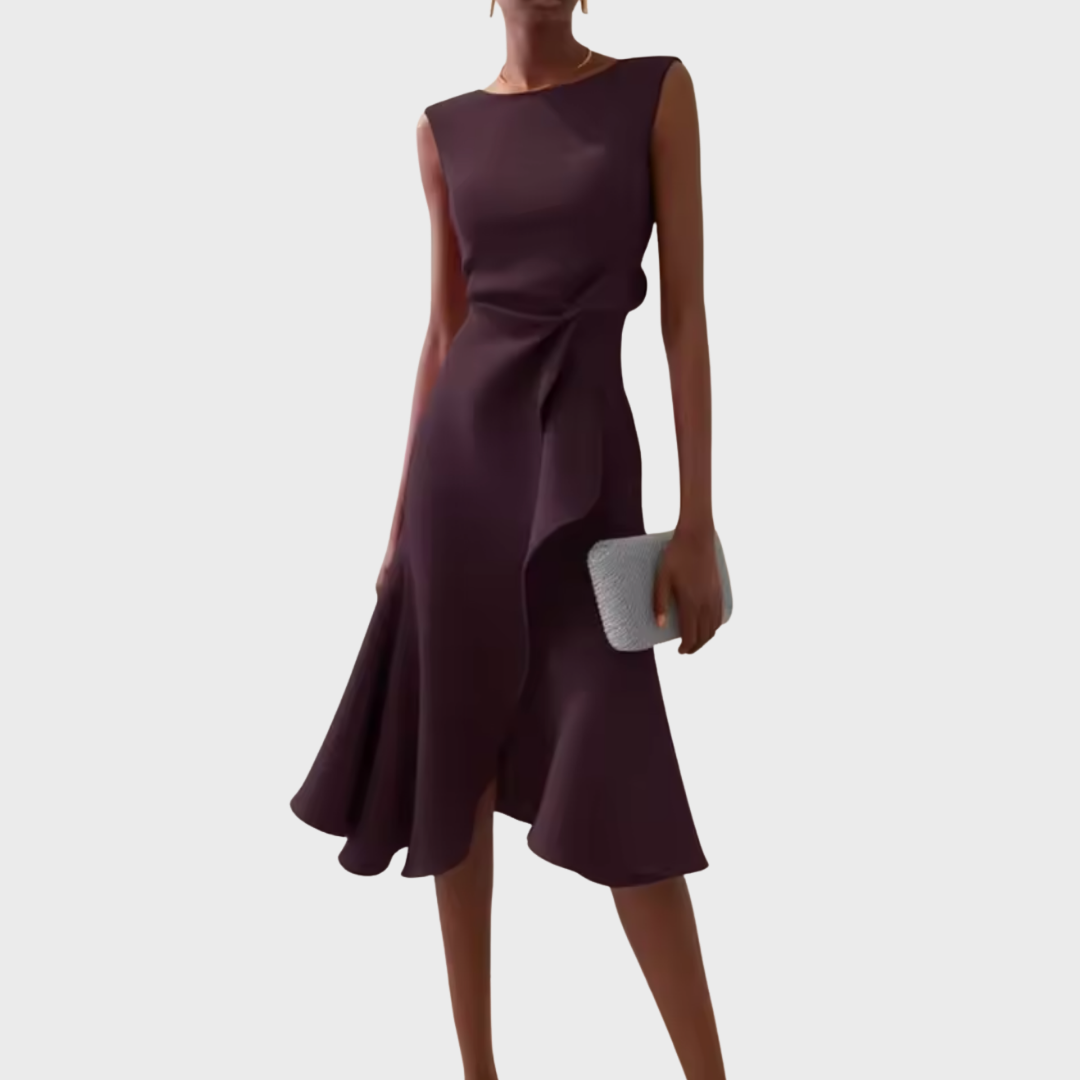 Rosalind | Draped Asymmetric Midi Dress