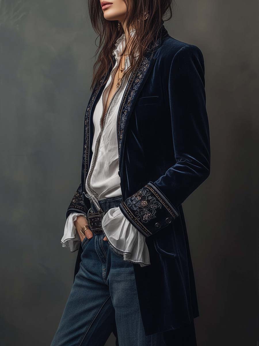 Octavia | Embroidered Longline Jacket