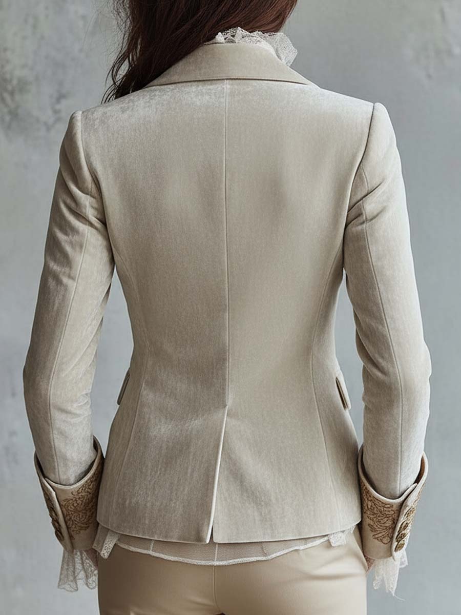 Genevieve | Ivory Embroidered Blazer