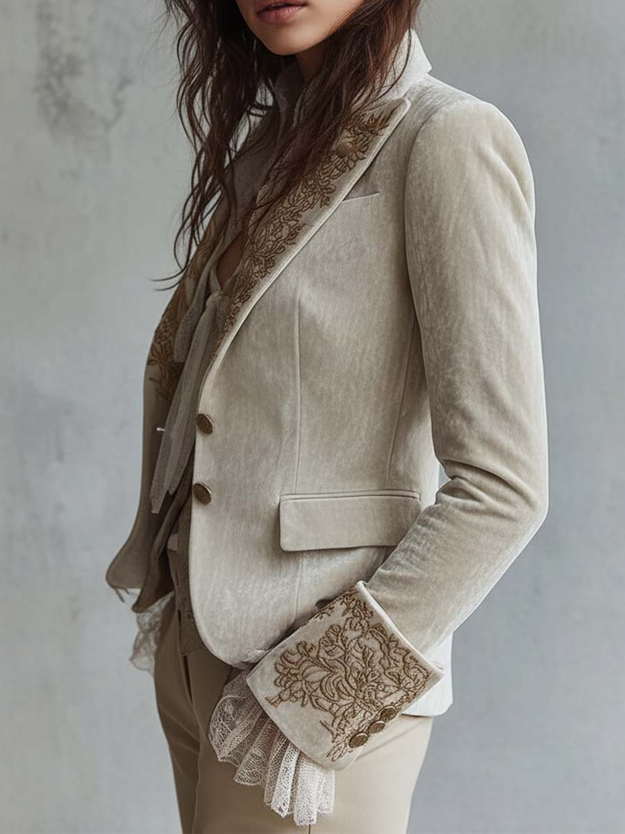 Genevieve | Ivory Embroidered Blazer