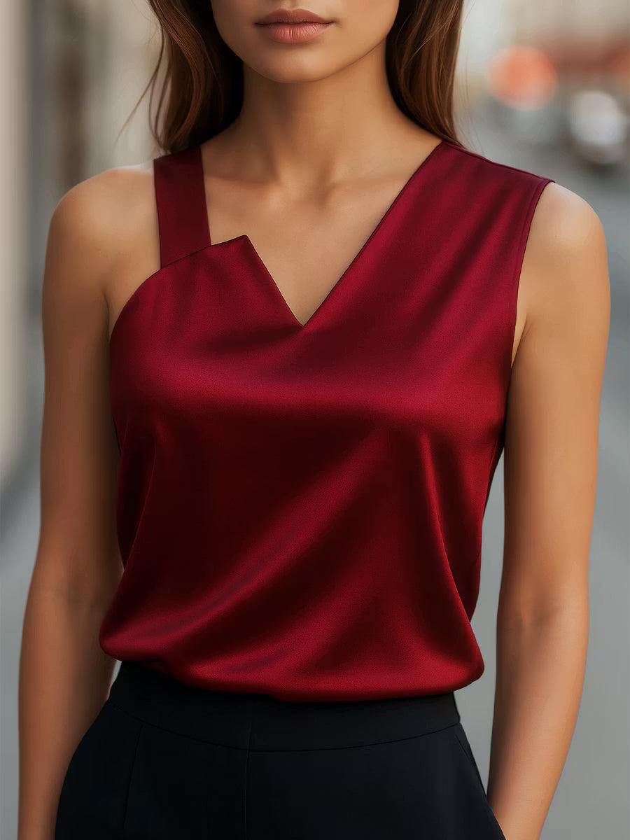Simone | Asymmetric Neck Sleeveless Blouse