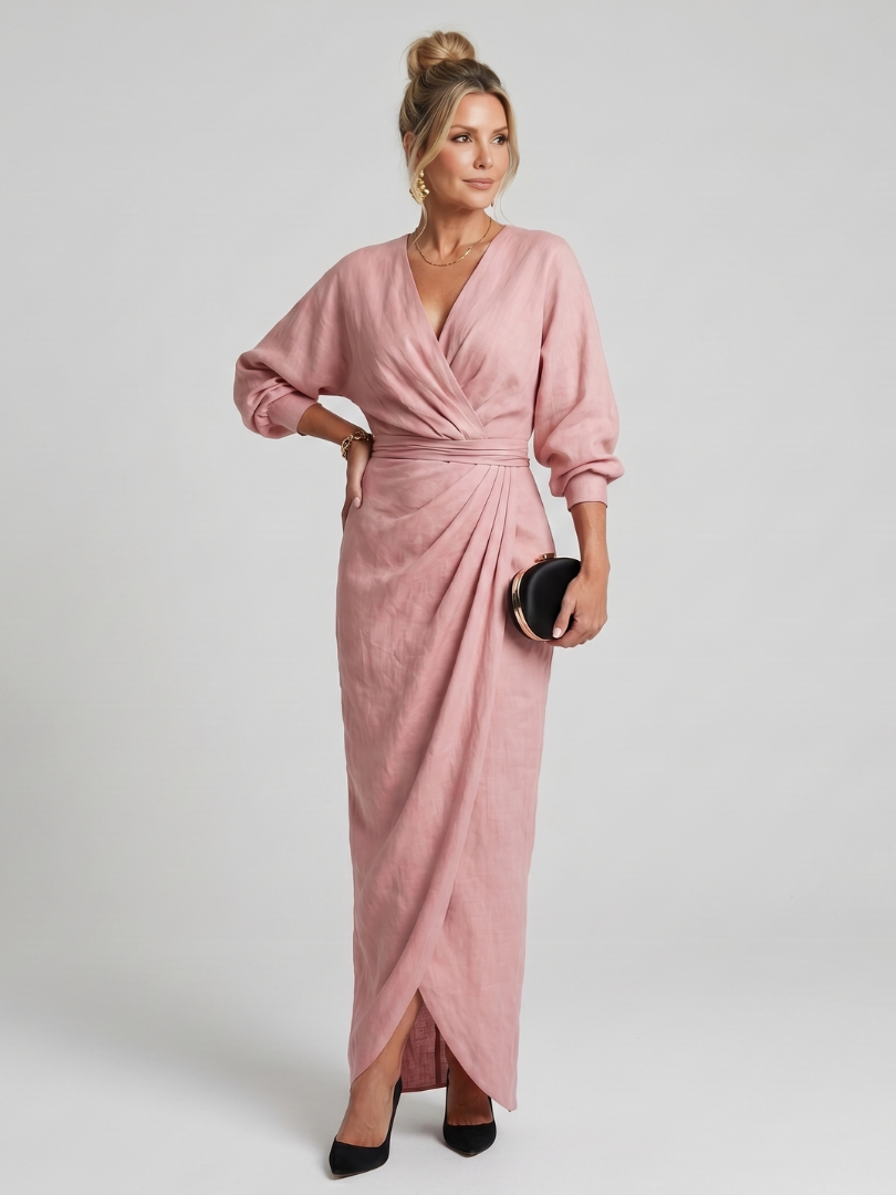 Cecilia | Draped Wrap Midi Dress