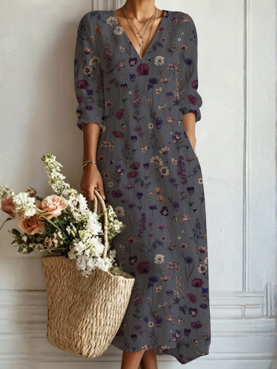 Opal | Floral V Neck Maxi Dress