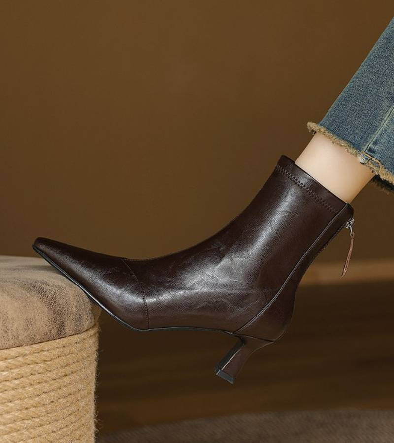 Charlotte-May | Leather Heeled Ankle Boots