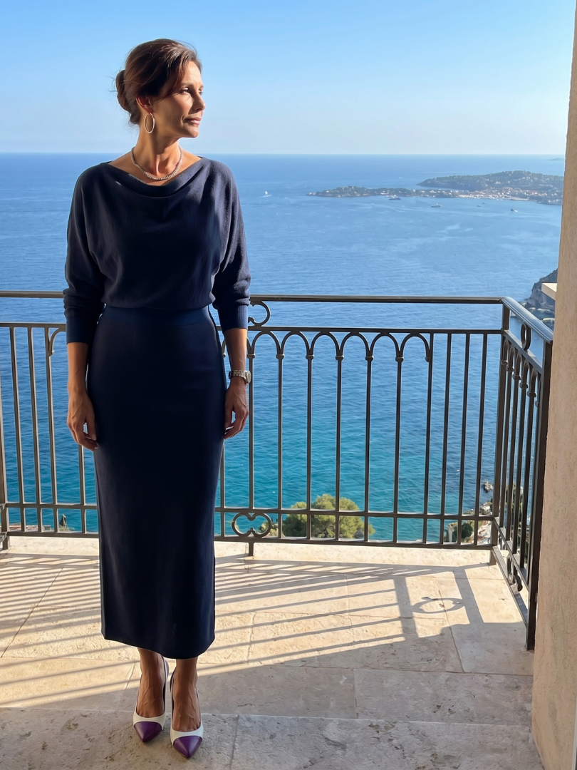 Bettany | Draped Cowl Neck Midi Dress