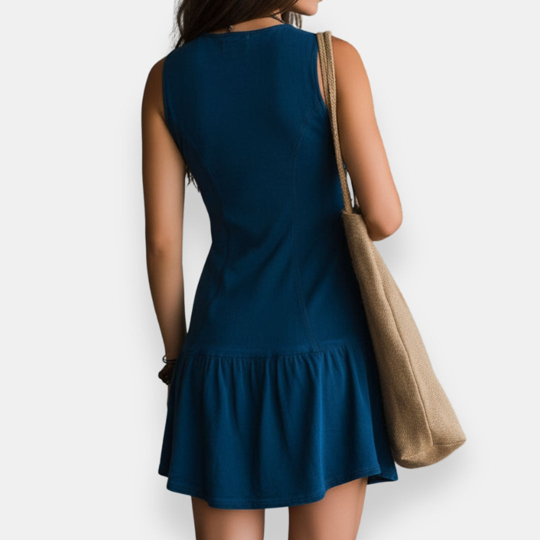 Elaine | Short Boho Button Dress