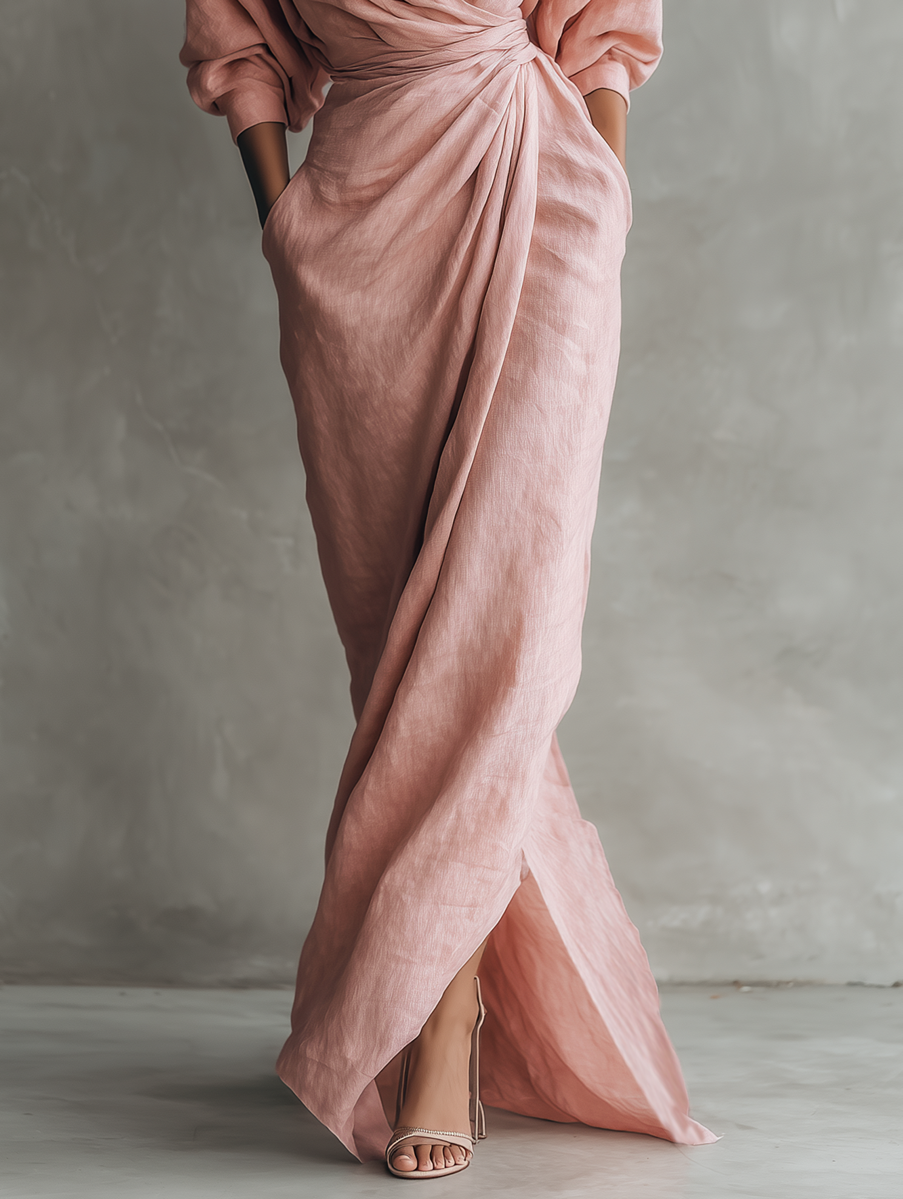 Betty | Elegant Linen V Neck Maxi Dress