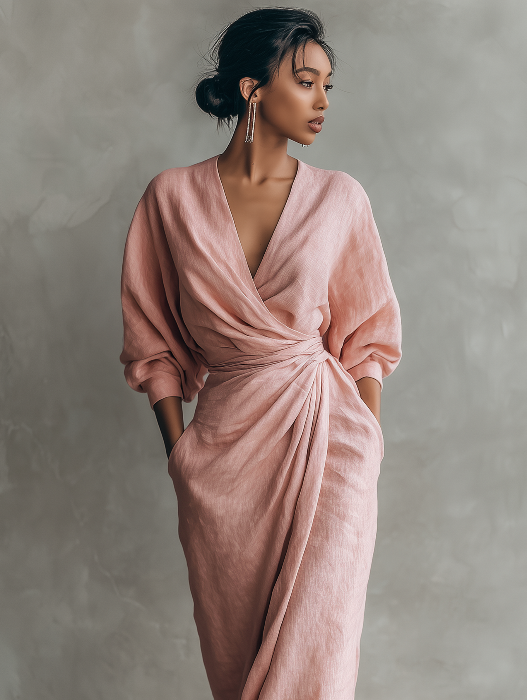 Betty | Elegant Linen V Neck Maxi Dress