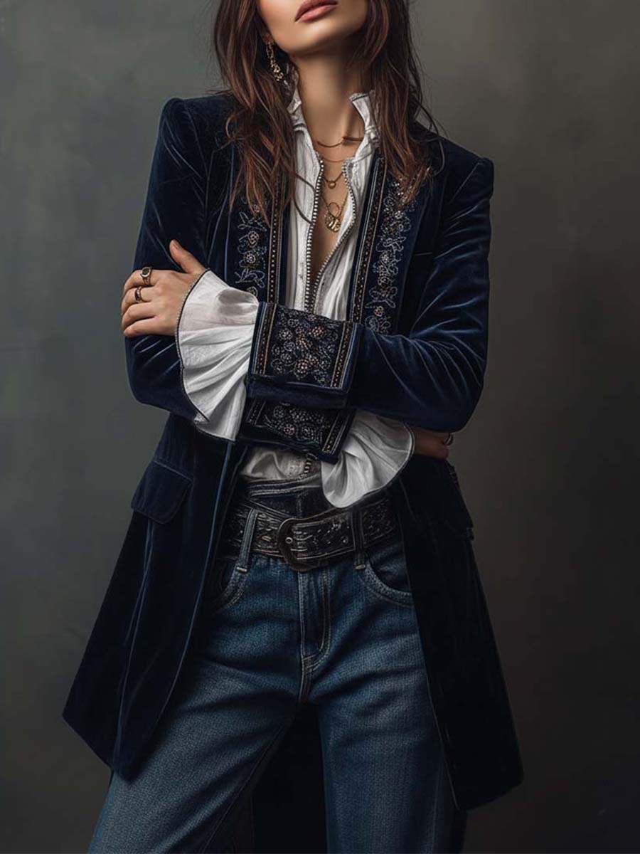 Octavia | Embroidered Longline Jacket