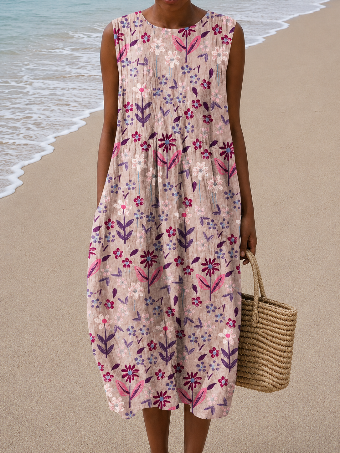 Edith | Sleeveless Relaxed Fit Midi Dress