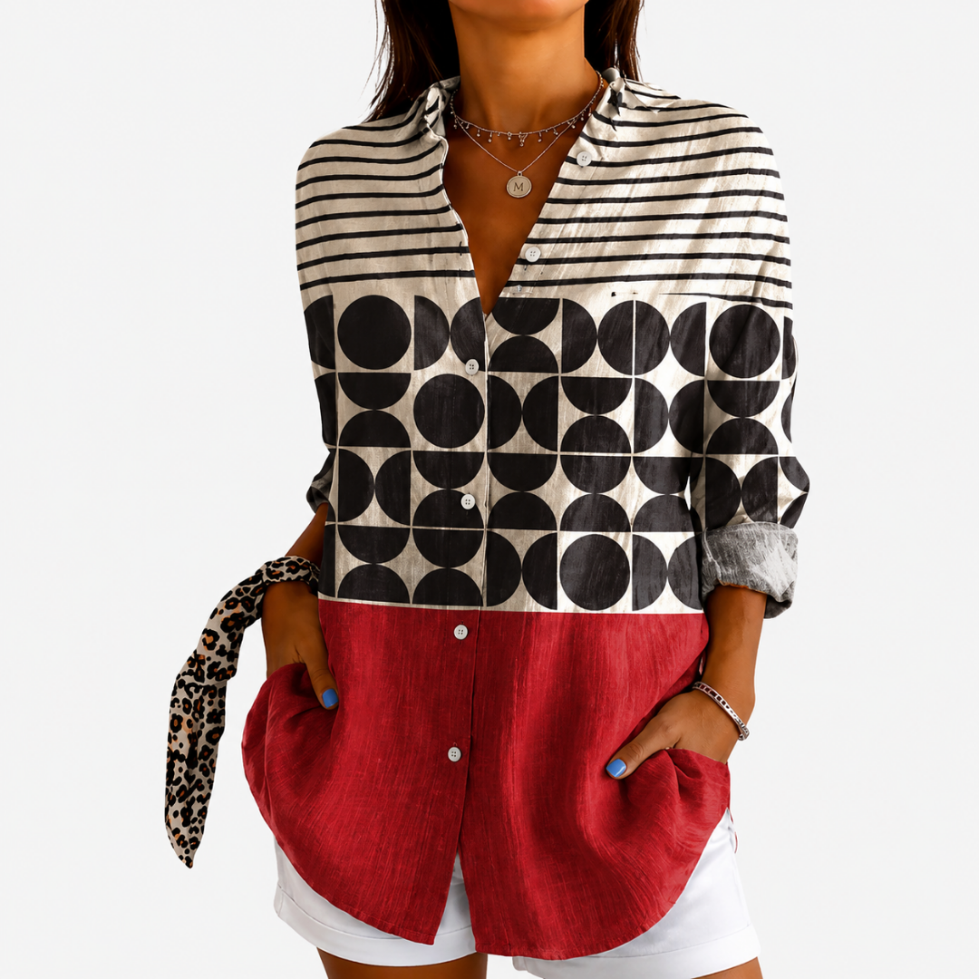 Molly | Retro Charm Colour Block Blouse
