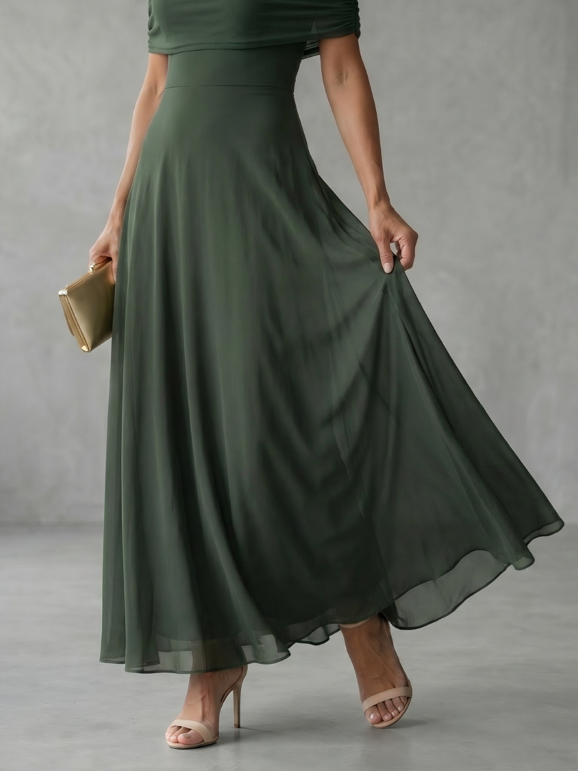 Junia | Off Shoulder Draped Midi Dress