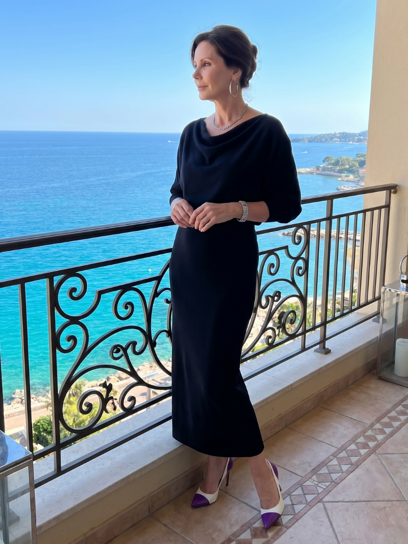 Bettany | Draped Cowl Neck Midi Dress