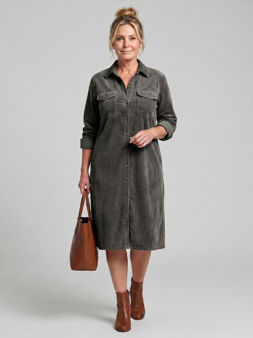 Darcy | Button Front Patch Pocket Midi Dress