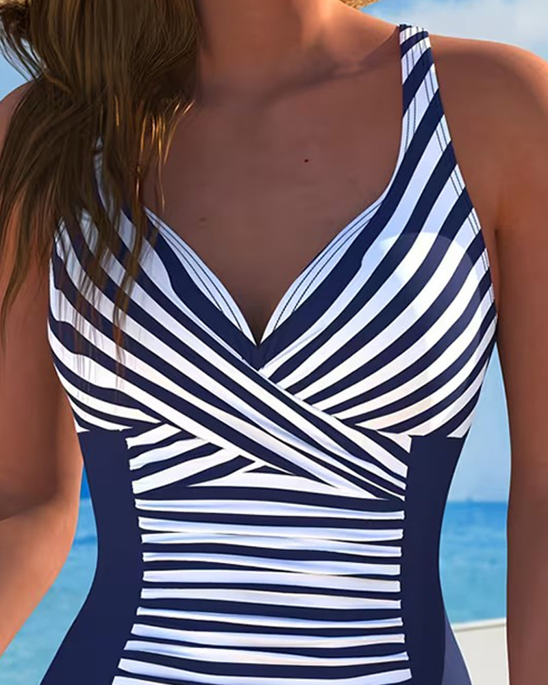 Aurora — Colourblock Stripe Swimsuit