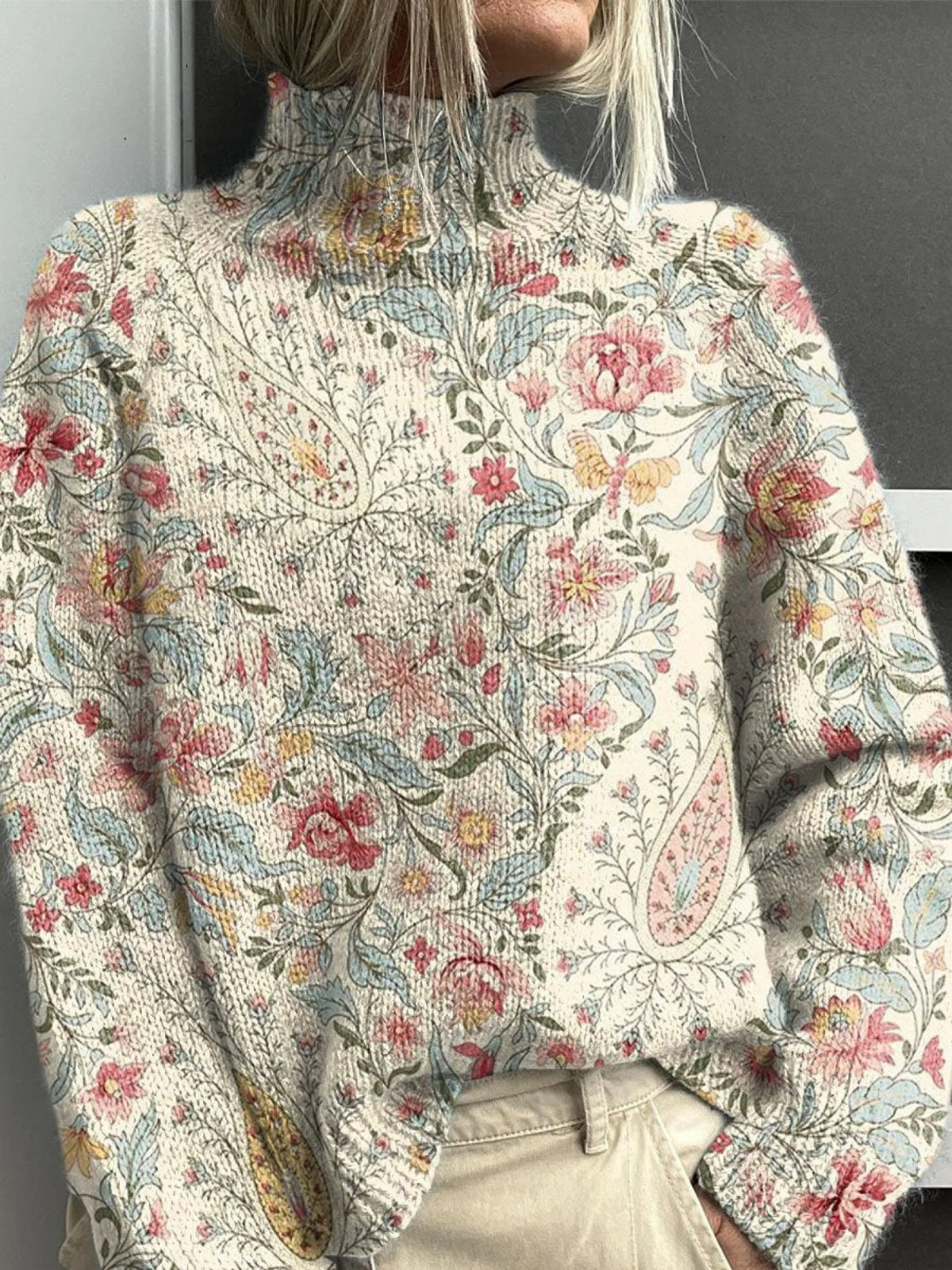 Colette | Vintage Floral Turtleneck Jumper