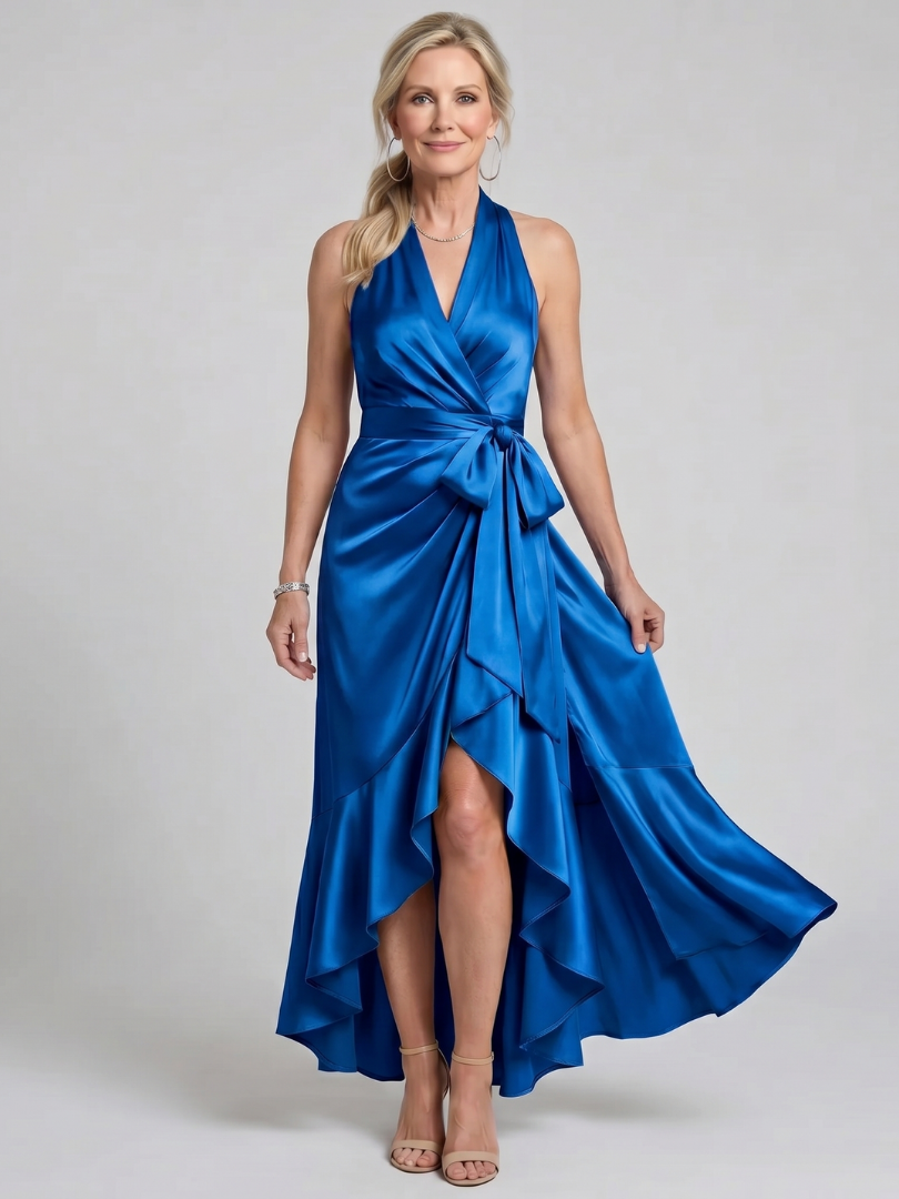 Pippa | Halter Neck Wrap Midi Dress