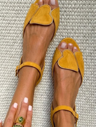 Isabella heart detail ankle-strap sandals by Elaine Hart London