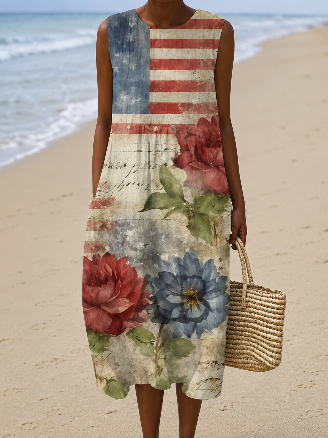 Violet | Sleeveless Printed Midi Dress