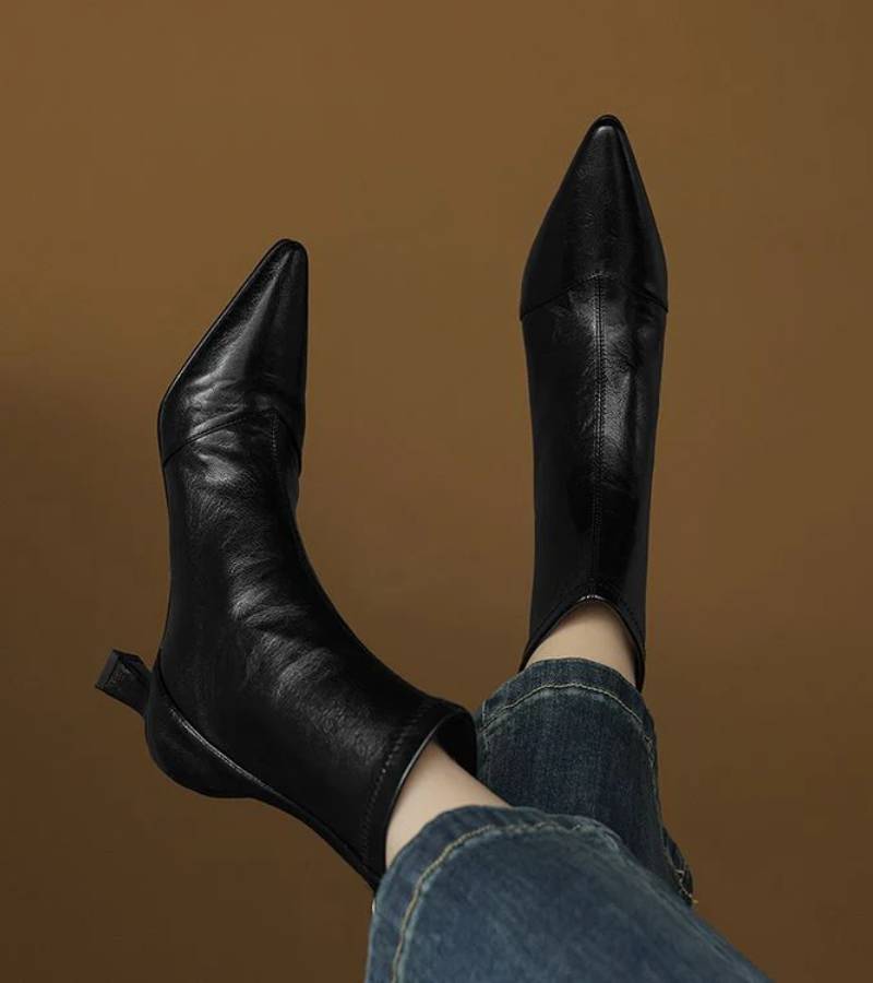 Charlotte-May | Leather Heeled Ankle Boots