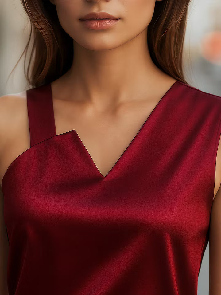 Simone | Asymmetric Neck Sleeveless Blouse