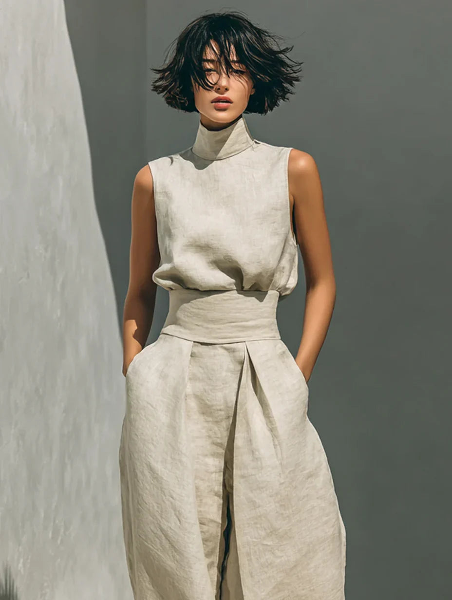 Flor | Sleeveless Cotton Linen Two Piece Set