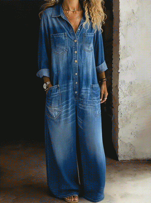 Lena | Relaxed Denim Dungarees
